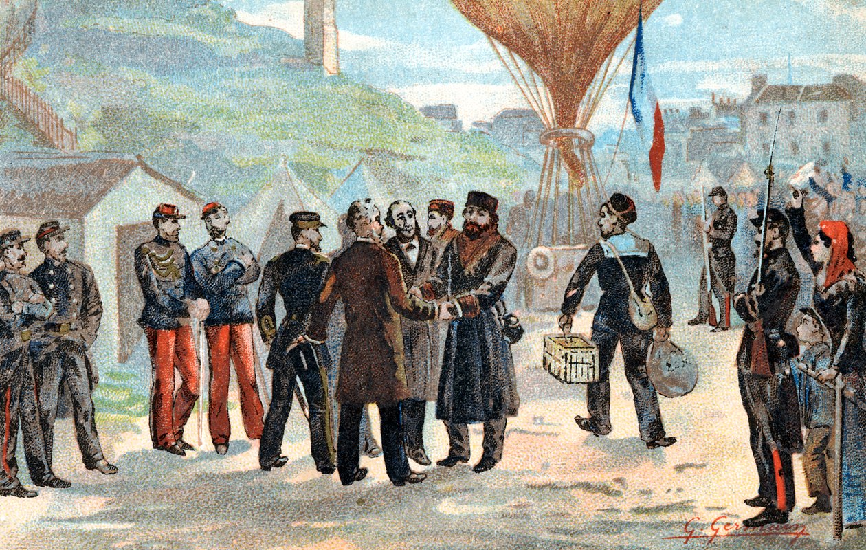 Leon Gambetta，法国政治家，即将逃离被围困的巴黎，普法战争，1870年 作者 不明