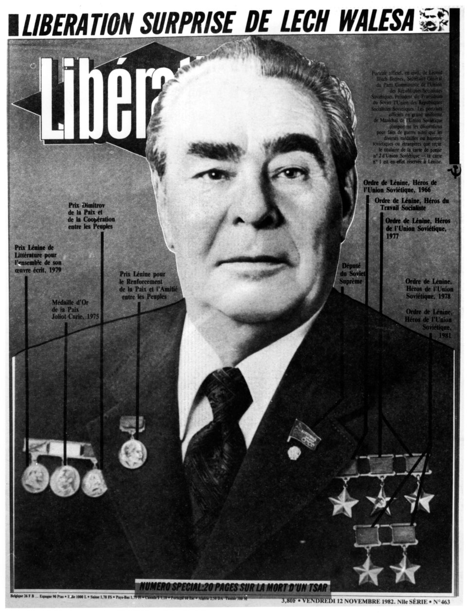 苏联领导人列昂尼德·勃列日涅夫（Leonid Brezhnev），1982年获解放 作者 不明
