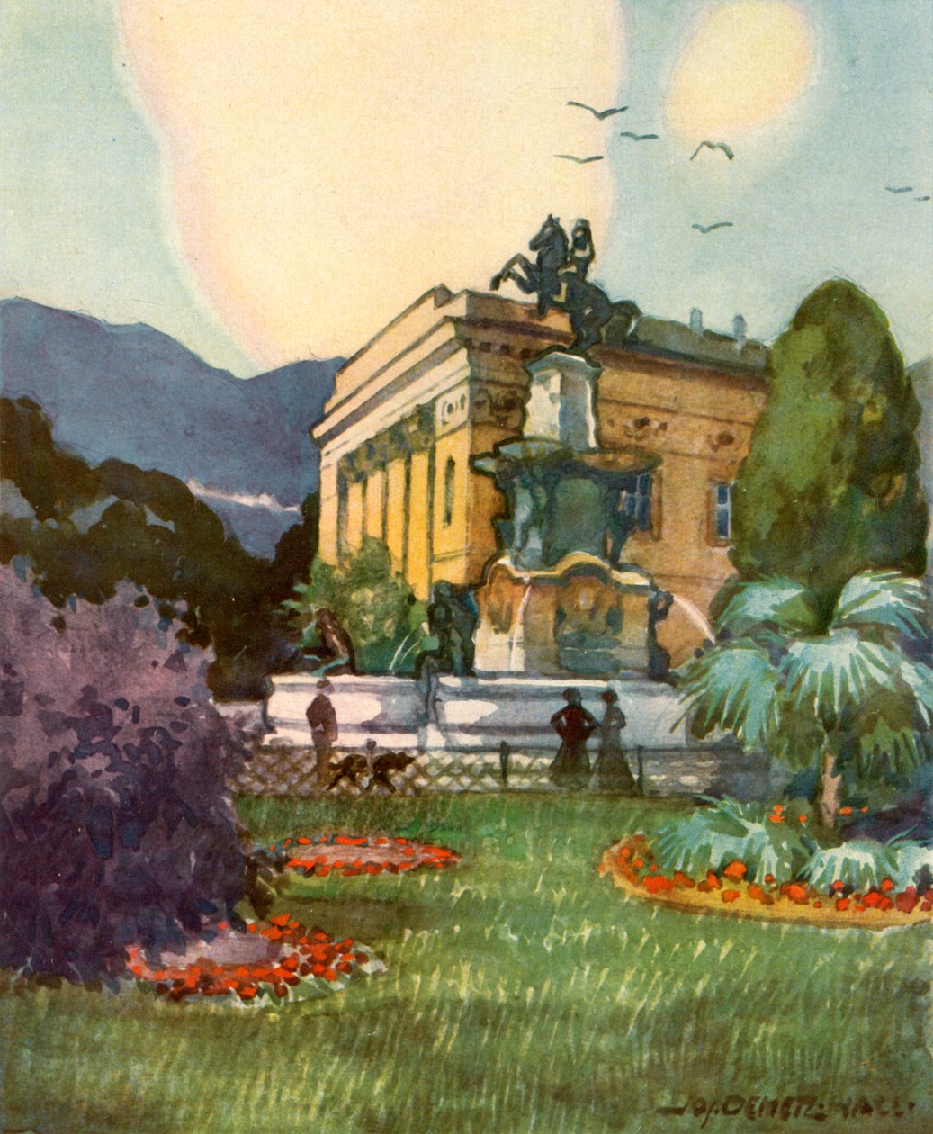 Leopoldsbrunnen和Stadttheater，利奥波德喷泉和城市剧院，c1929年。 作者 不明