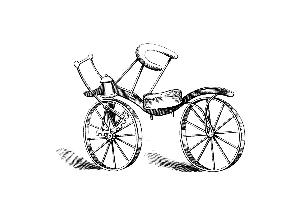 Lewis Gompertzs对冯·德拉伊斯男爵自行车的改良，1821年 作者 不明