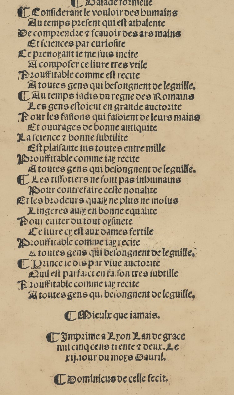 Libbretto nouellamete composto per maestro Domenico da Sera...lauorare di ogni s..., April 12, 1532. 作者 不明