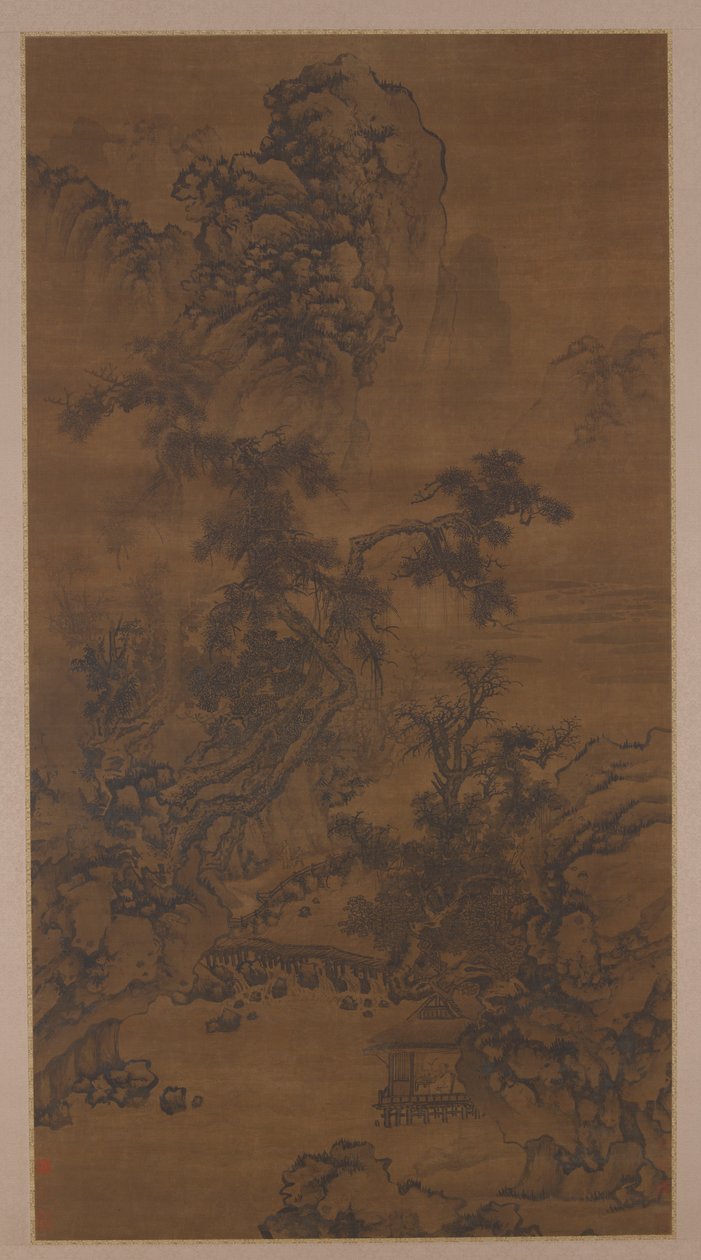 在河边亭子里听松树，16世纪。 作者 不明