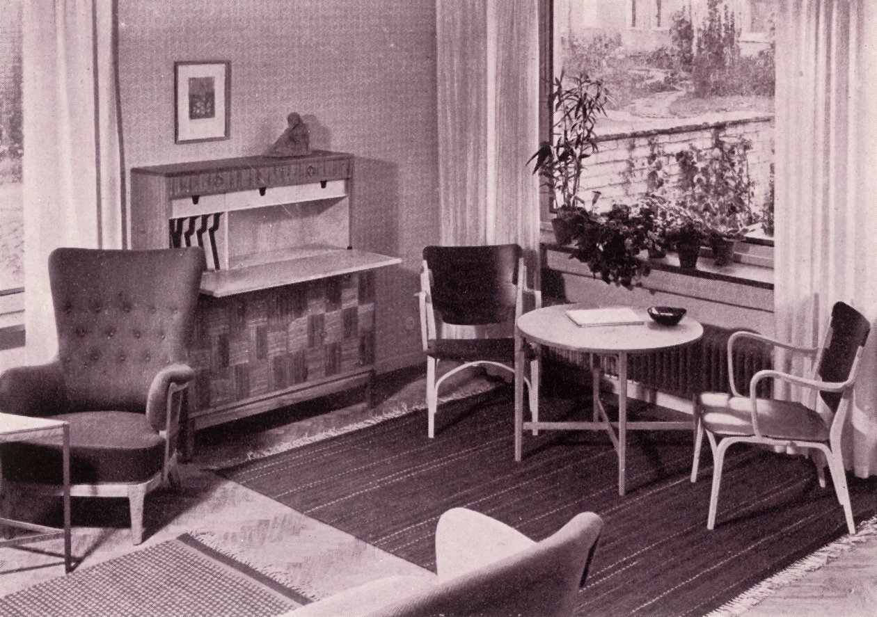 卡尔·阿克塞尔·阿金（Carl-Axel Acking）的客厅家具，由AB Svenska Mobelfabrikerna制造，1949年。 作者 不明