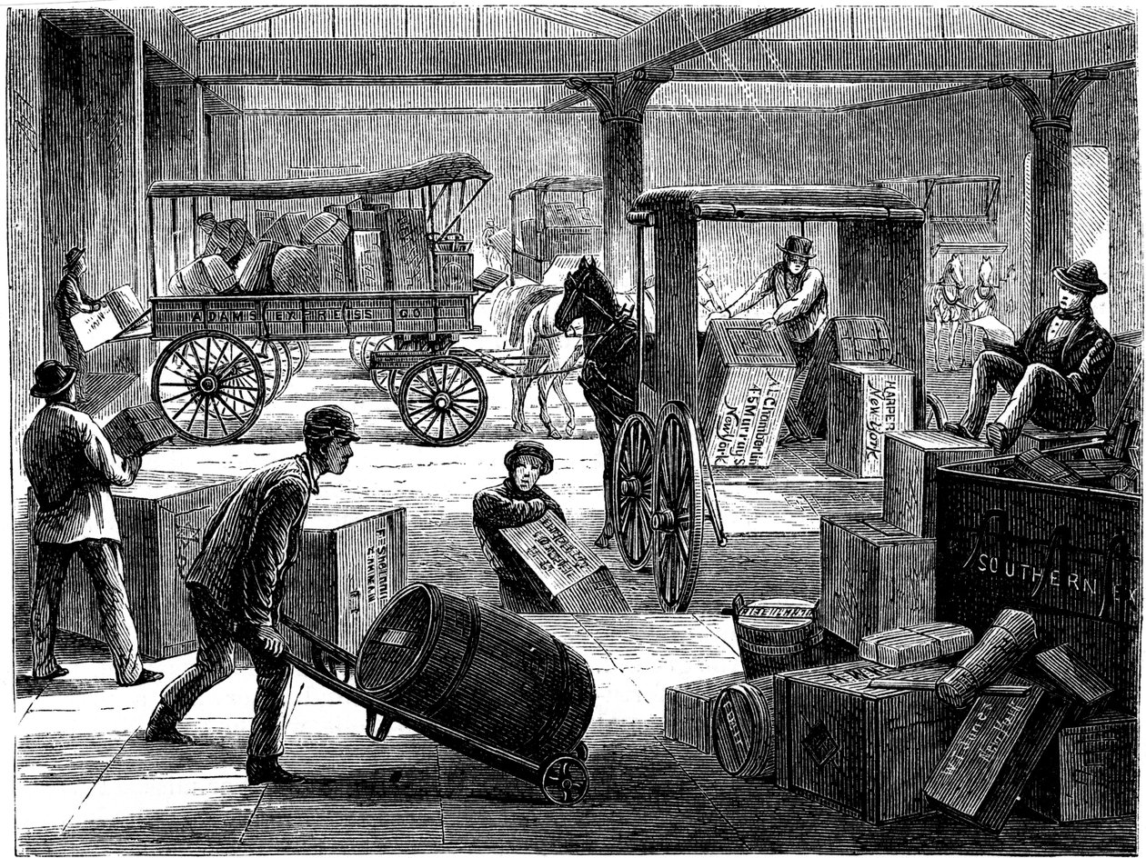 1875年，在美国纽约的富国银行总公司装载马车 作者 不明