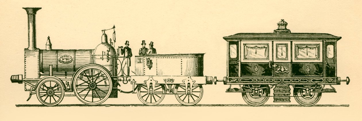 机车和皇家轿车，伦敦和伯明翰铁路，1843年，1930年。 作者 不明