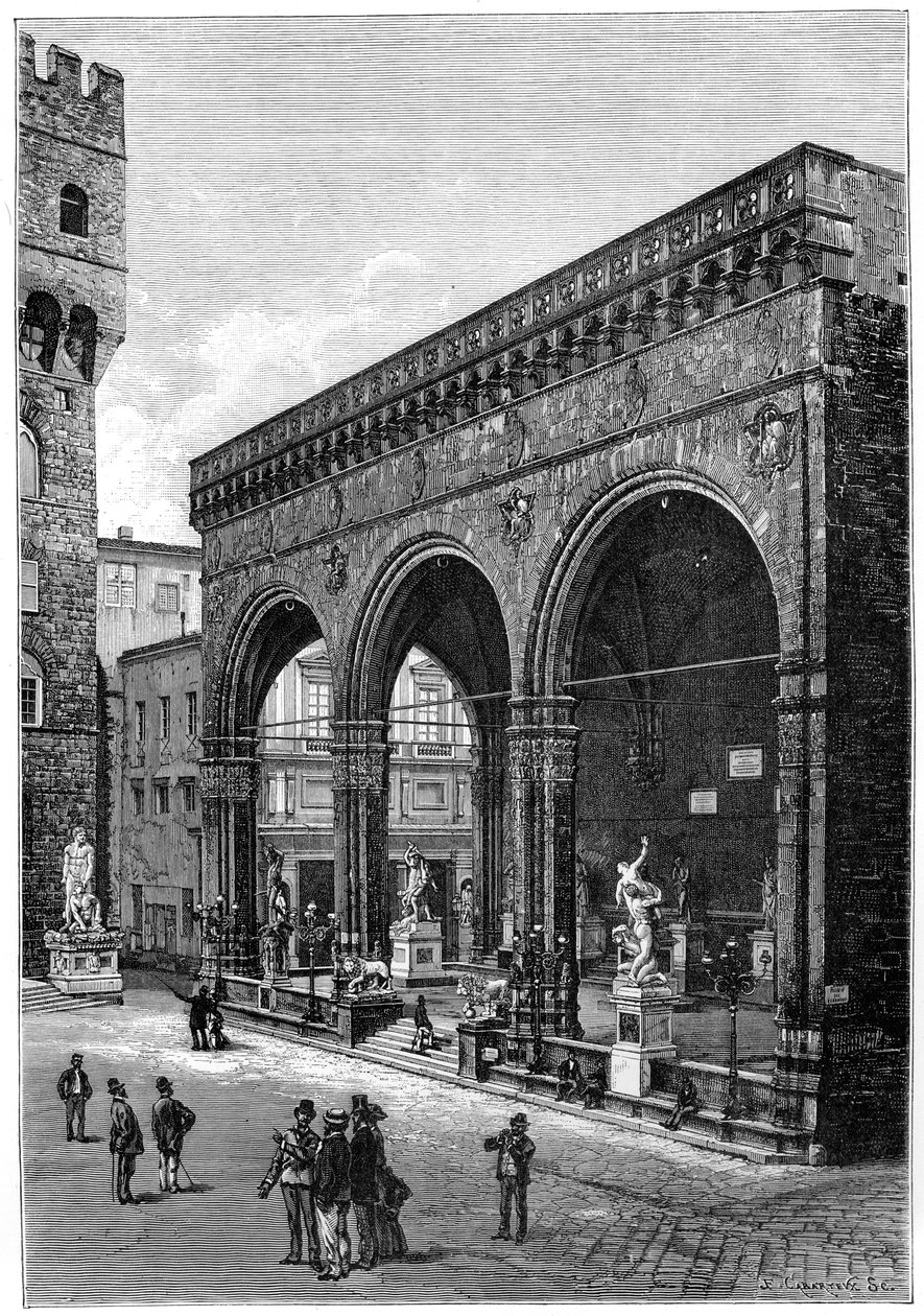 凉廊·德尔·兰兹（Loggia del Lanzi），西欧广场（Piazza della Signoria），佛罗伦萨，意大利，1882年 作者 不明