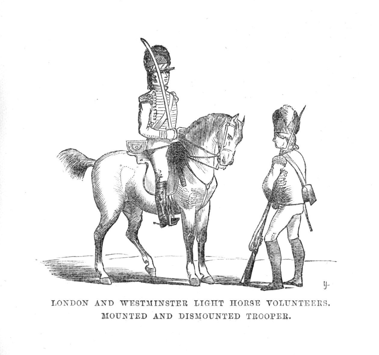 伦敦和威斯敏斯特轻型马志愿者。已装卸骑兵，c1870 作者 不明