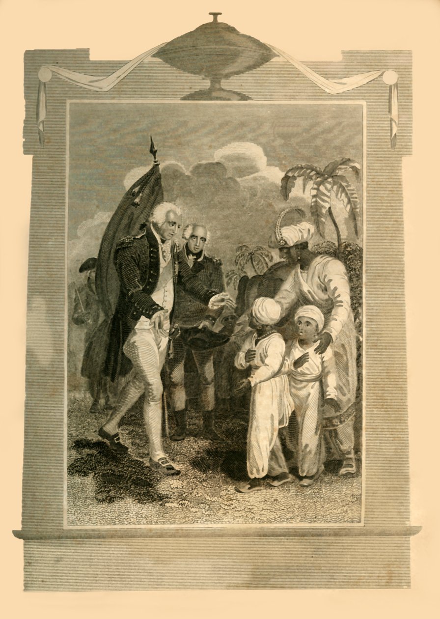 康沃利斯勋爵（Lord Cornwallis）于1816年在c1780s接受了Tippoo Saib之子。 作者 不明