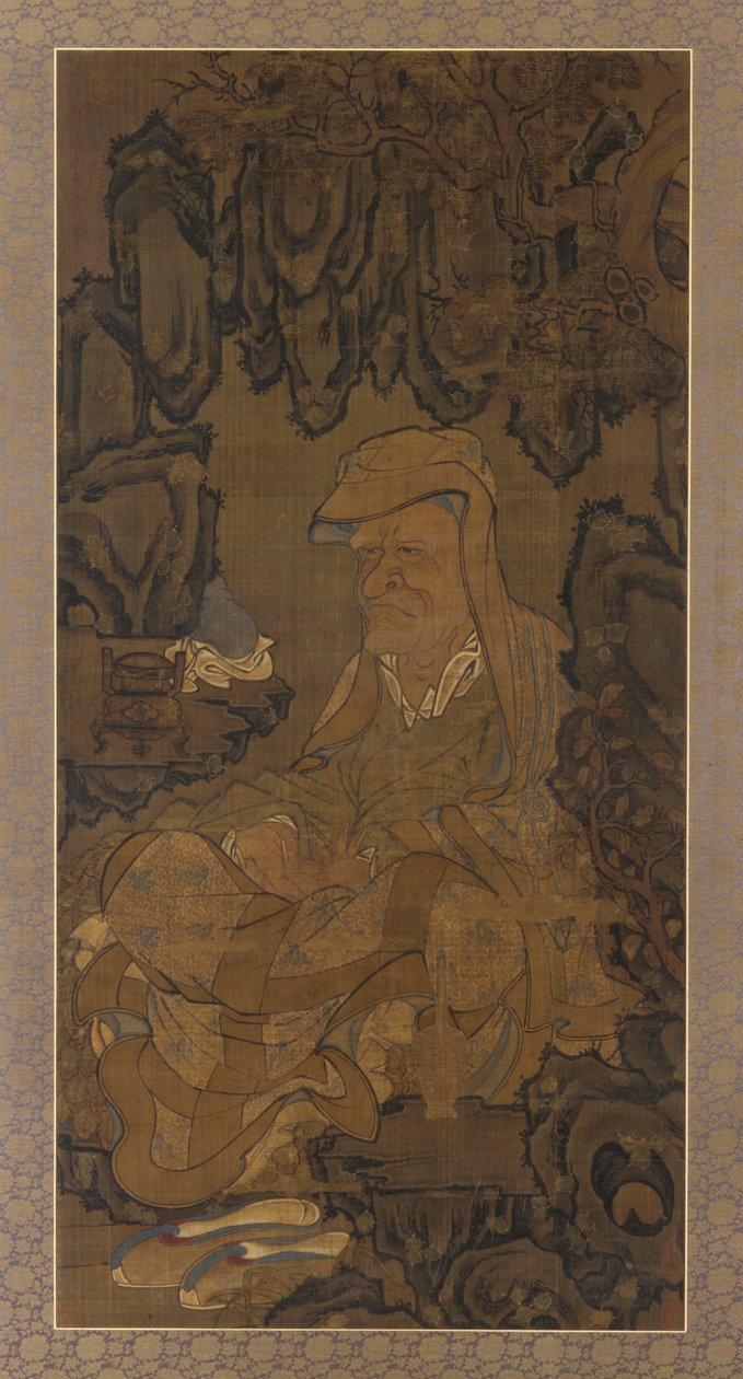 罗汉在石窟中打坐，1345年。 作者 不明