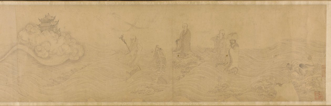 罗汉人渡海，明朝，15-16世纪。 作者 不明