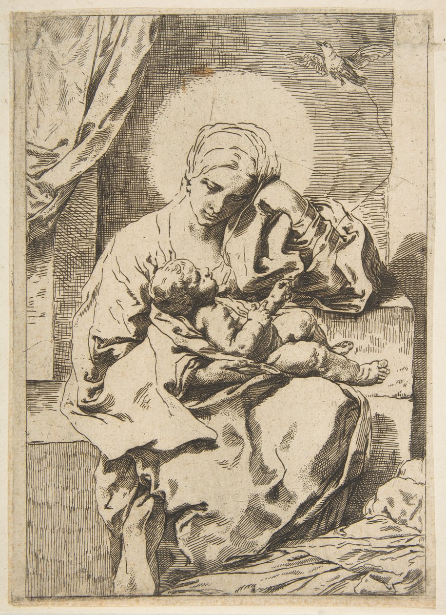 麦当娜和有鸟的孩子，在坎塔里尼之后，反向复制。 1635-1636或之后。 作者 不明