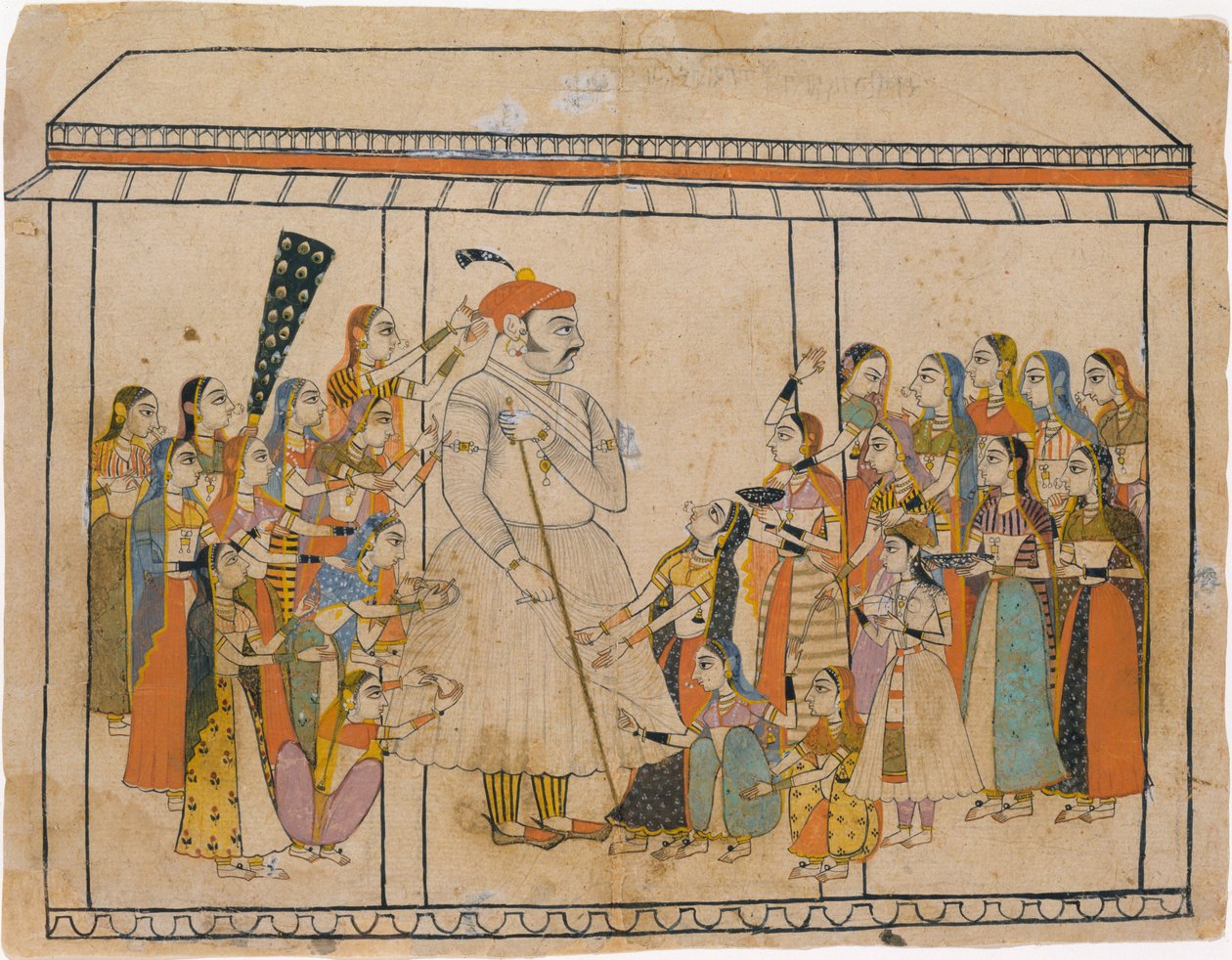 君主拉吉·辛格，女士们所崇拜， 1710-20。 作者 不明