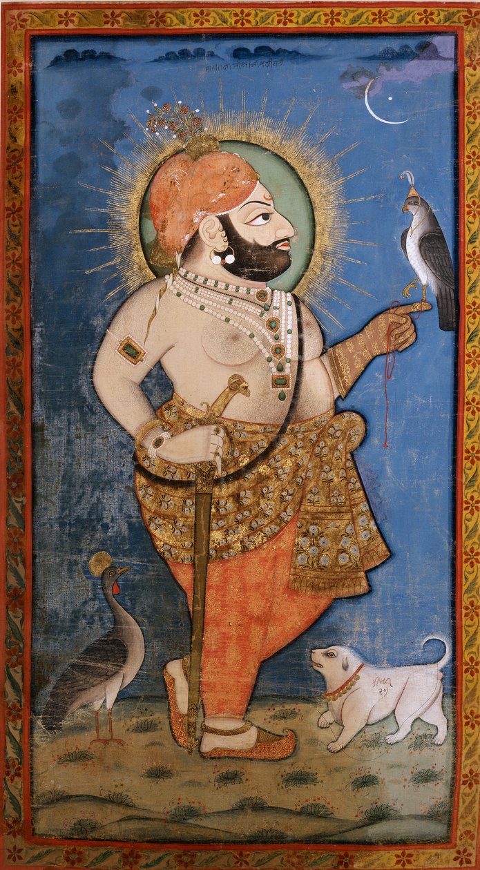Maharana Bhim Singh和一只鹰，1805-1810年 作者 不明