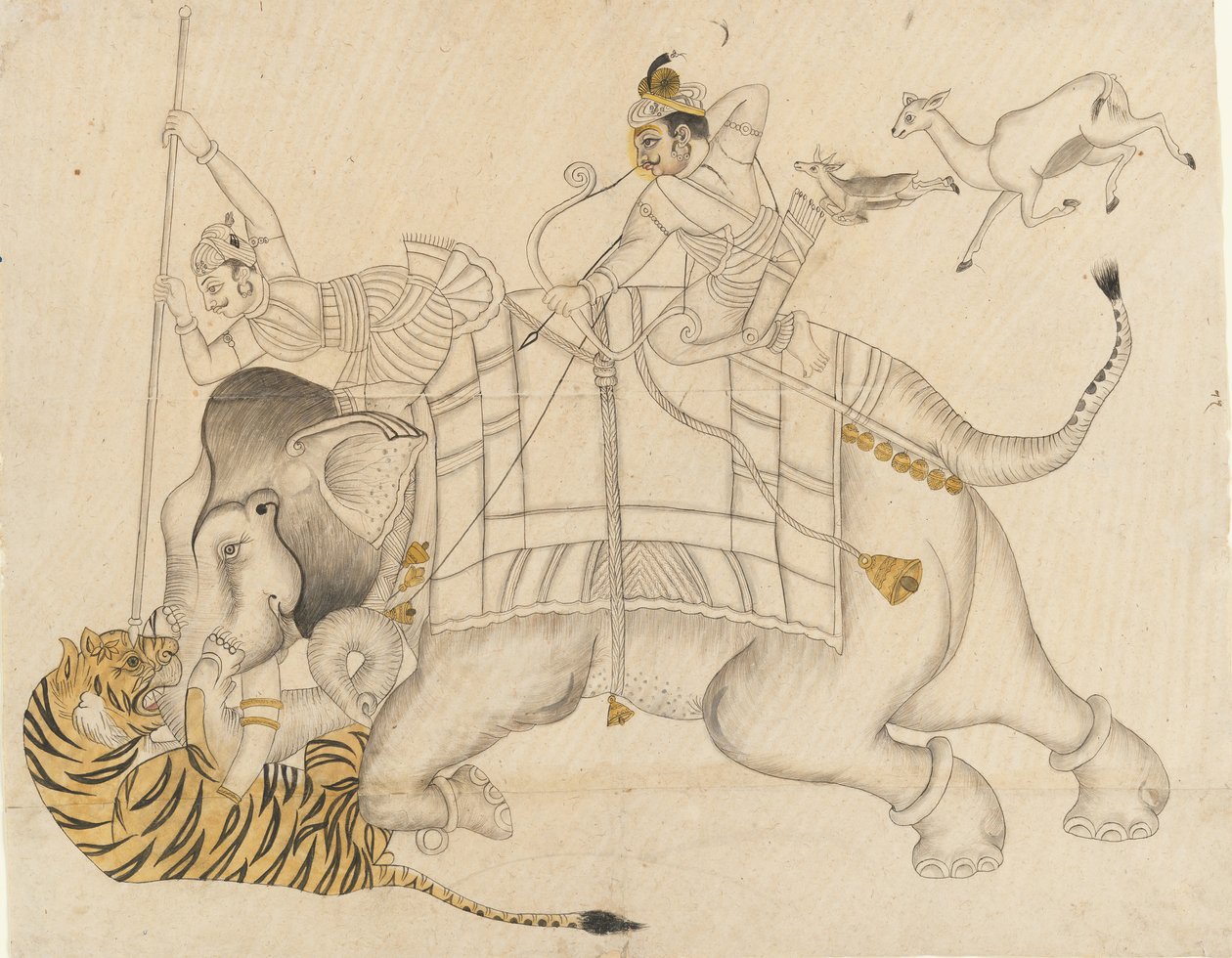 Maharao Shatru Sal II，1866-89年，狩猎老虎， 1866-89。 作者 不明
