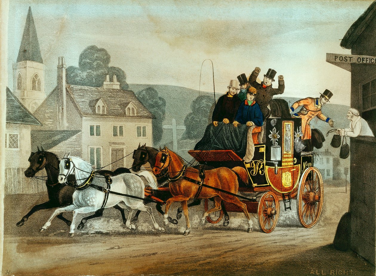 巴斯至伦敦航线上的邮车，约1840年 作者 不明