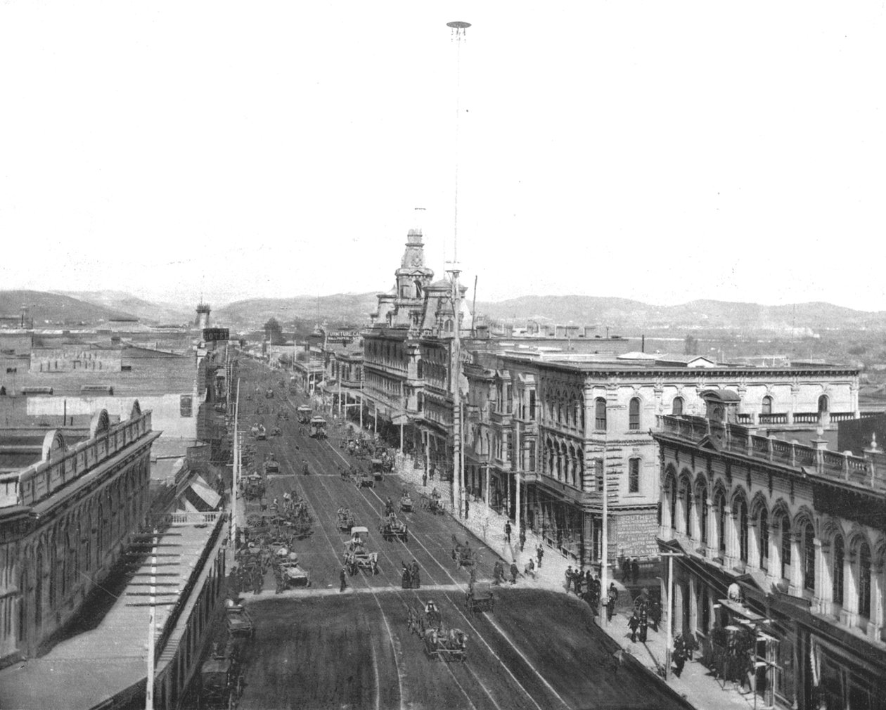 美国加利福尼亚州洛杉矶大街大街c1900。 作者 不明