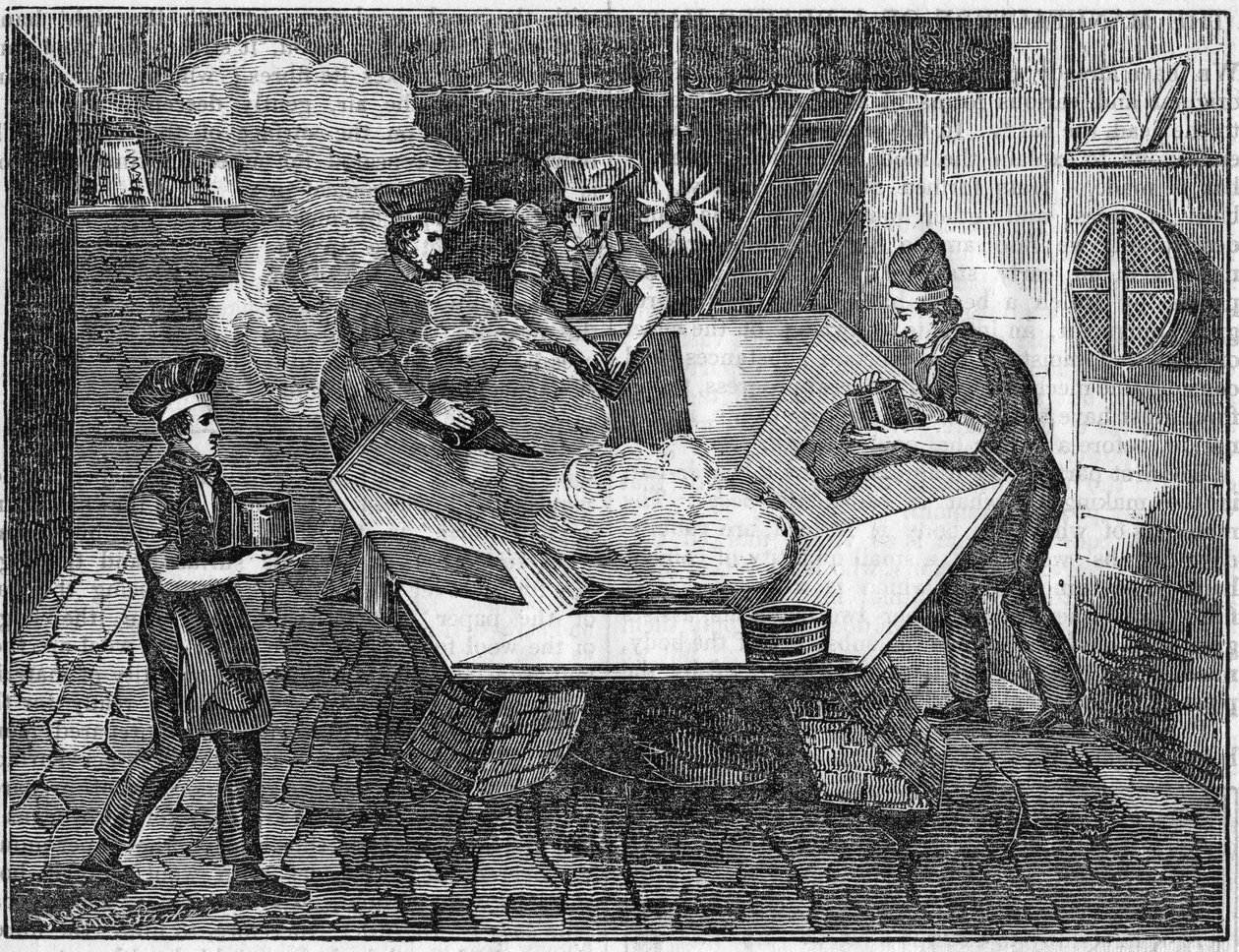 制作海狸帽，1835年 作者 不明