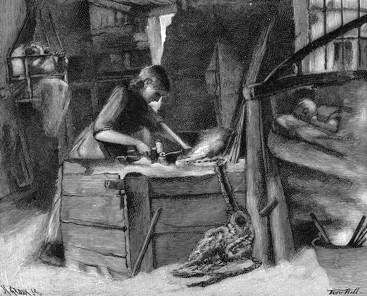 1890年在英格兰中部地区的黑国的克拉德利荒地地区制作链条 作者 不明