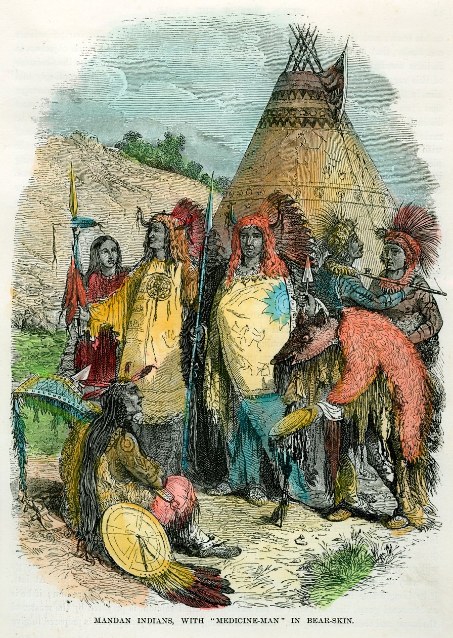曼丹印第安人，医学博士，熊皮，c1875年 作者 不明