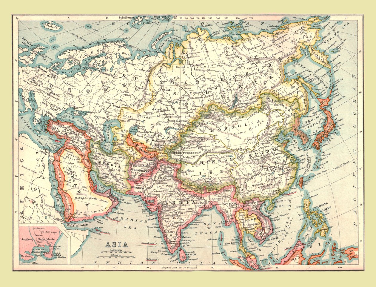 亚洲地图，1902年。 作者 不明