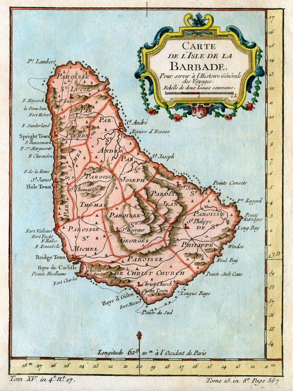 巴巴多斯地图，c1758 作者 不明