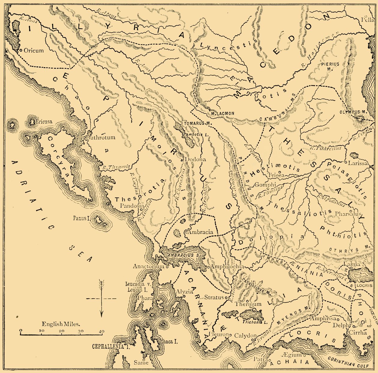 伊庇鲁斯和西希腊地图，1890年。 作者 不明