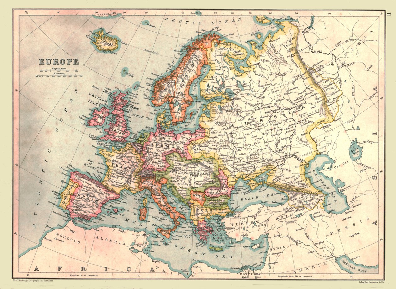 欧洲地图，1902年。 作者 不明