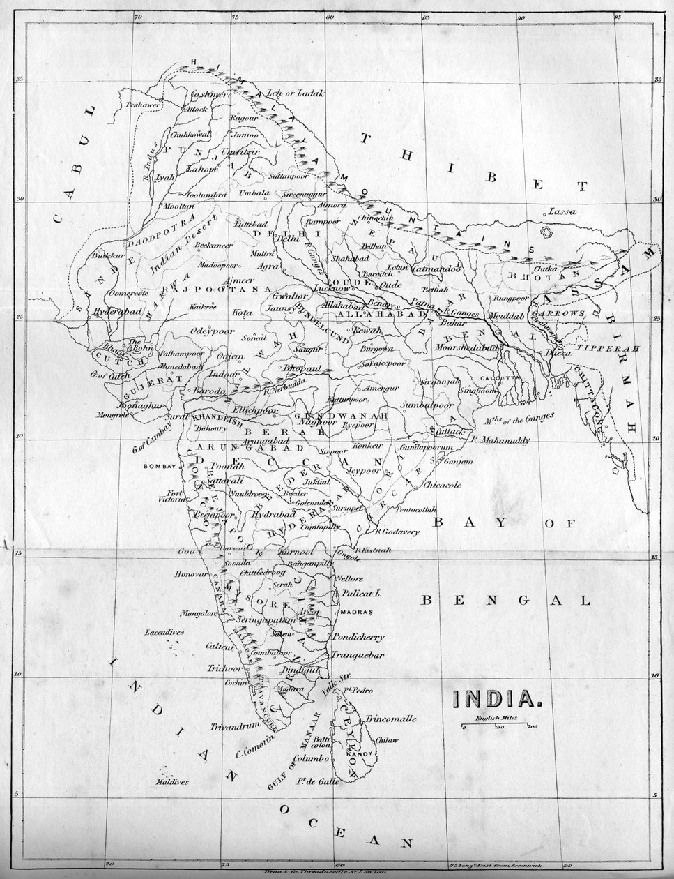 印度地图，1847年 作者 不明