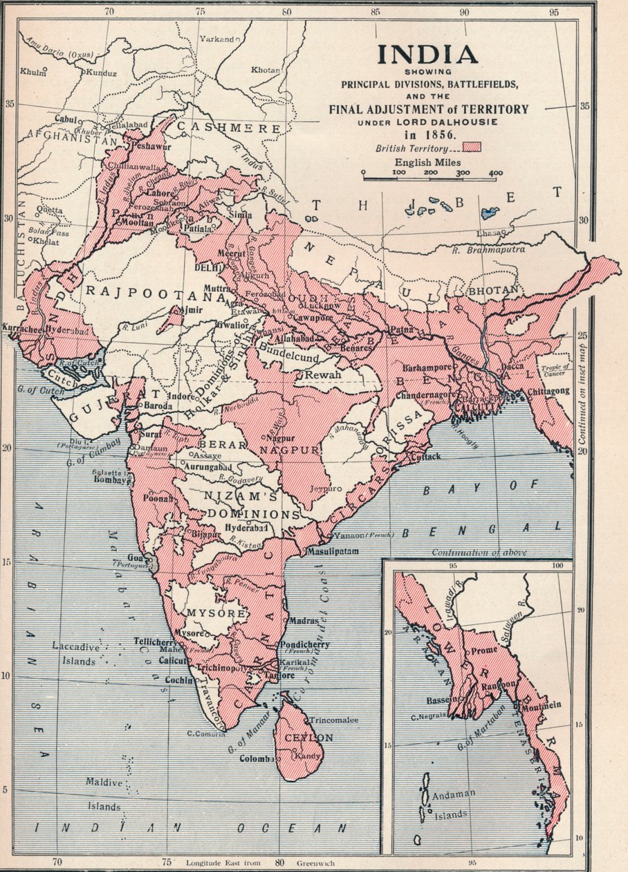 1856年印度地图（1906年）。 作者 不明