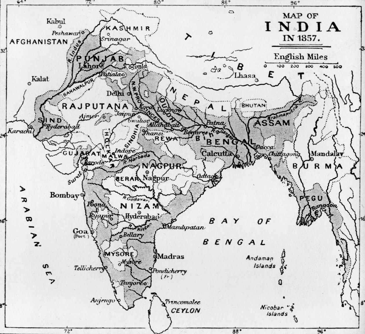 1857年的印度地图，c1912年 作者 不明