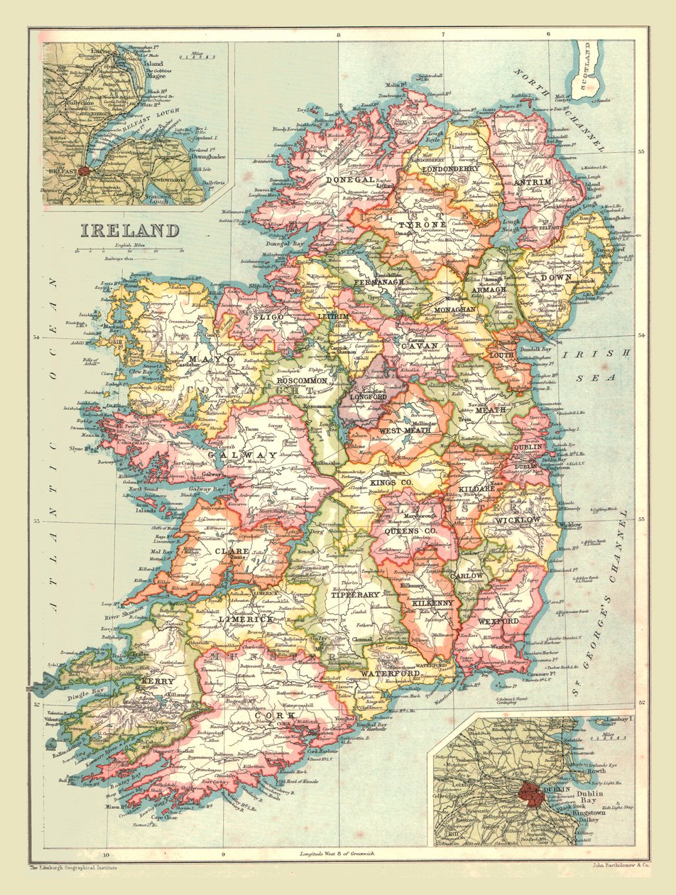 爱尔兰地图，1902年。 作者 不明