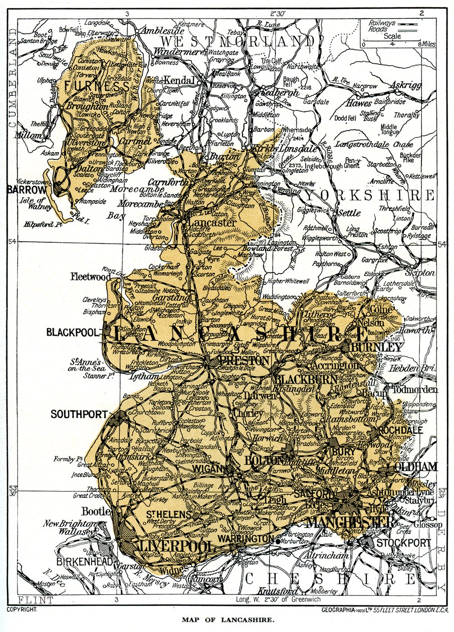 兰开夏郡地图，1924-1926年 作者 不明