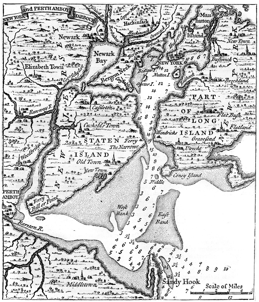 大约18世纪中叶的纽约地图，大约1880年 作者 不明