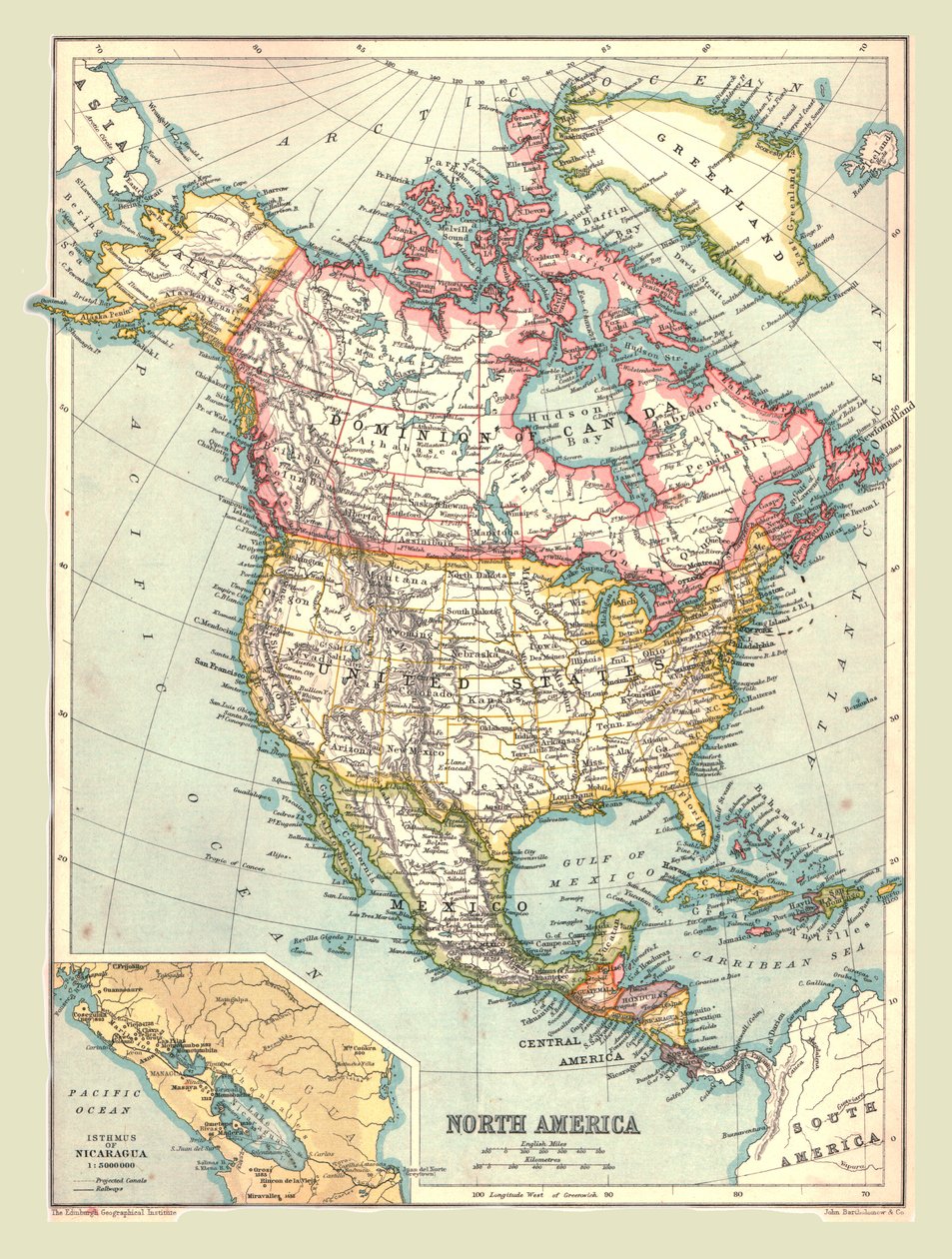 北美地图，1902年。 作者 不明