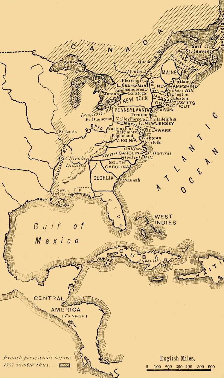 北美地图，图解美国独立战争，c1785，1890年。 作者 不明