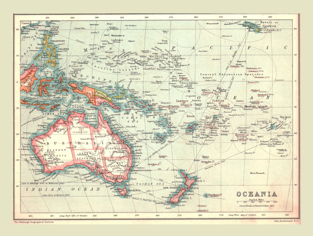 大洋洲地图，1902年。 作者 不明