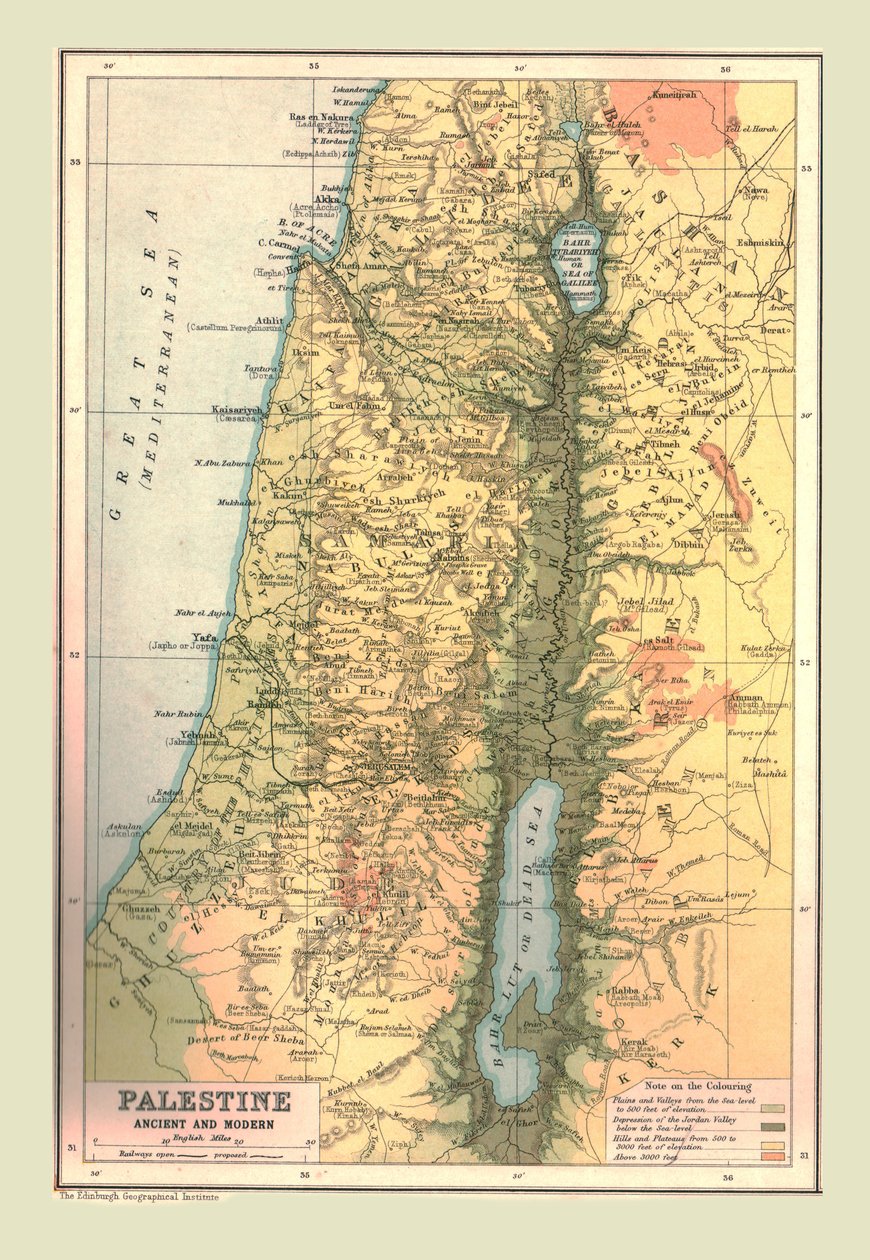 巴勒斯坦古今地图，1902年。 作者 不明