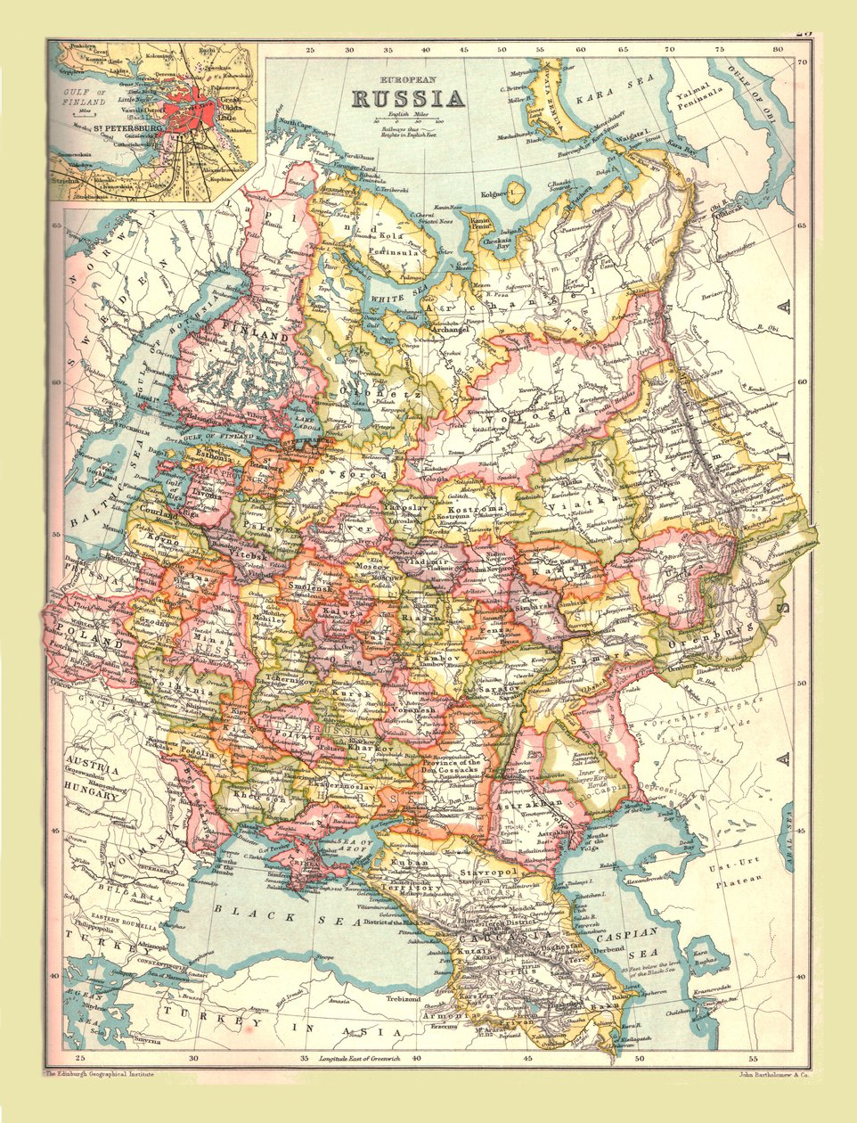 俄罗斯地图，1902年。 作者 不明