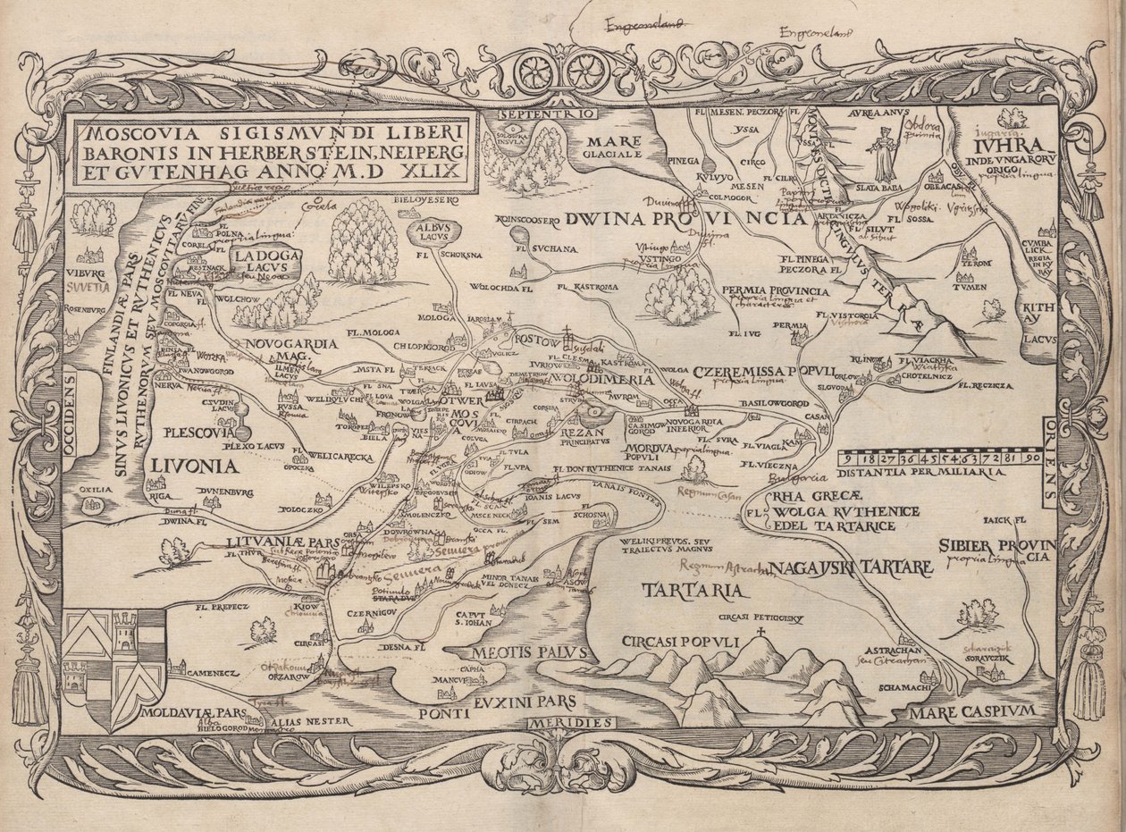 地图俄罗斯从：评.. Moscoviticarum，1556 作者 不明