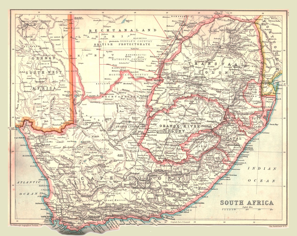 南非地图，1902年。 作者 不明