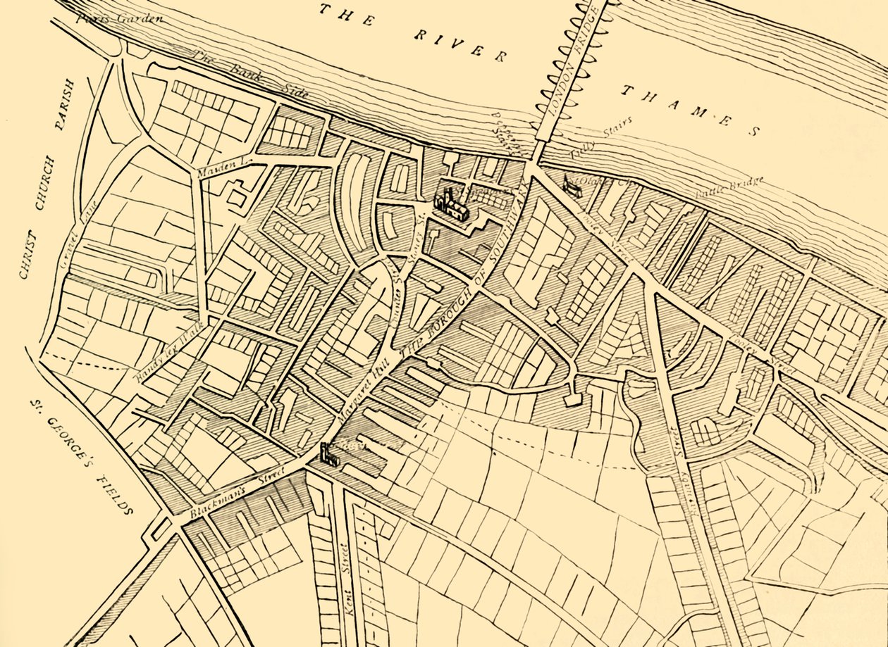 Southwark地图，1720，c1878。 作者 不明