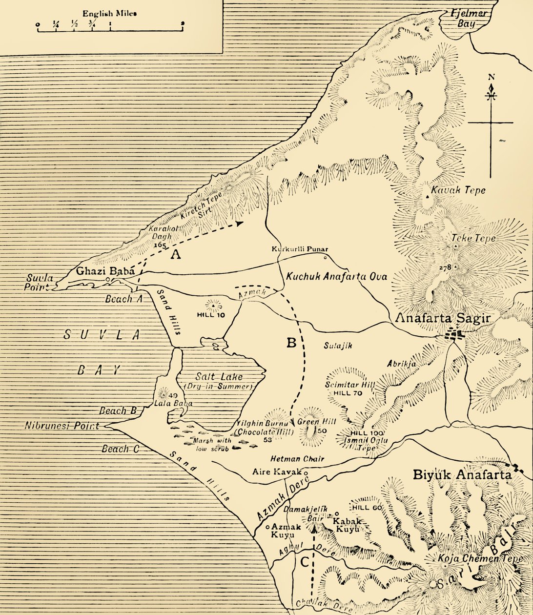 加里波利半岛苏夫拉湾地图，第一次世界大战，1915年，c1920年。 作者 不明