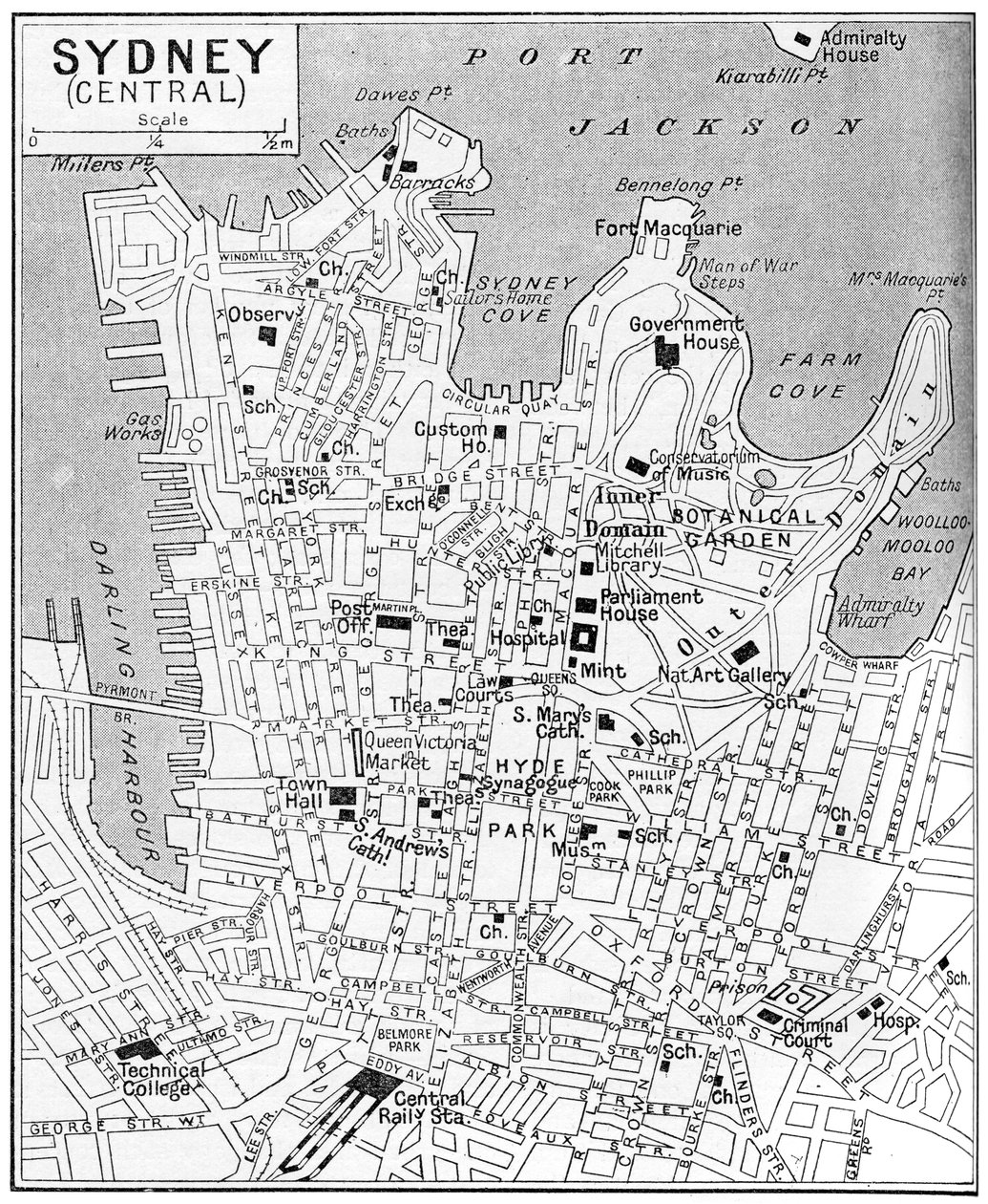 澳大利亚新南威尔士州悉尼市中心地图，建于1924年 作者 不明