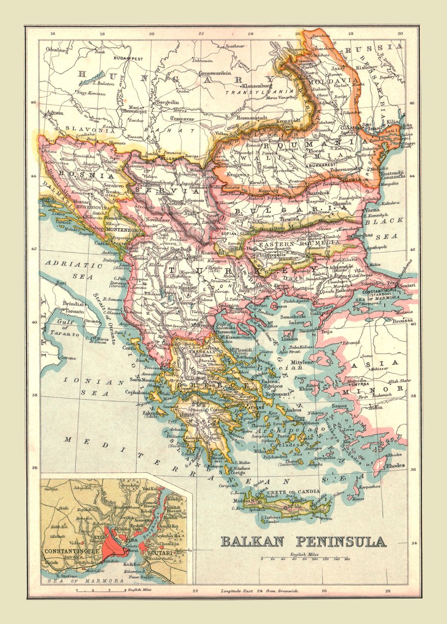 巴尔干半岛地图，1902年。 作者 不明