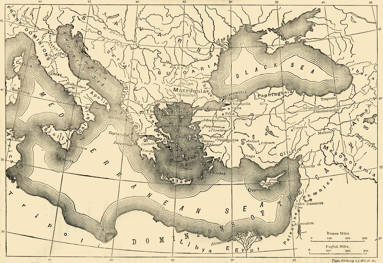 1890年的拜占庭帝国地图。 作者 不明
