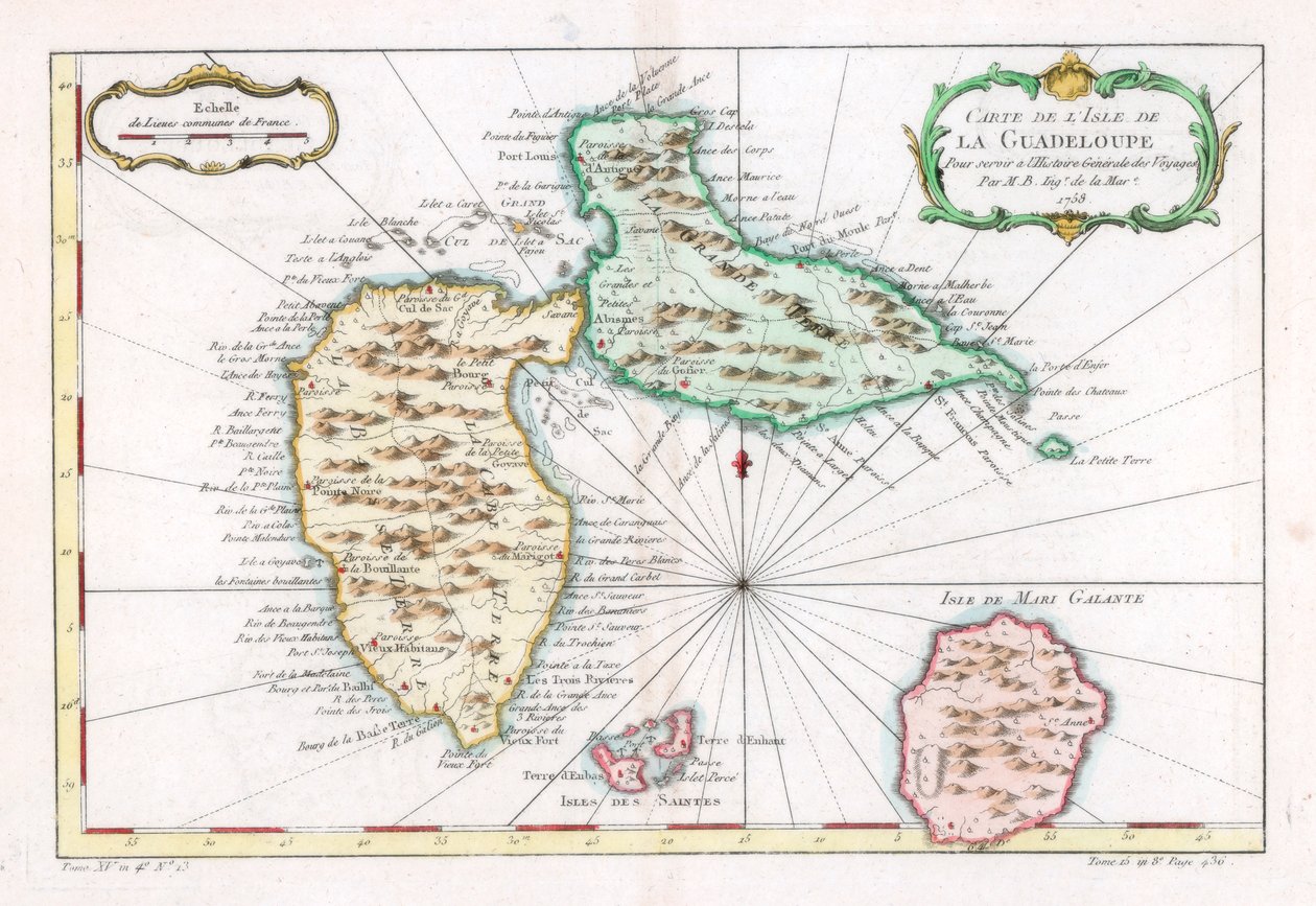 加勒比海瓜德罗普岛，c1764年的地图 作者 不明