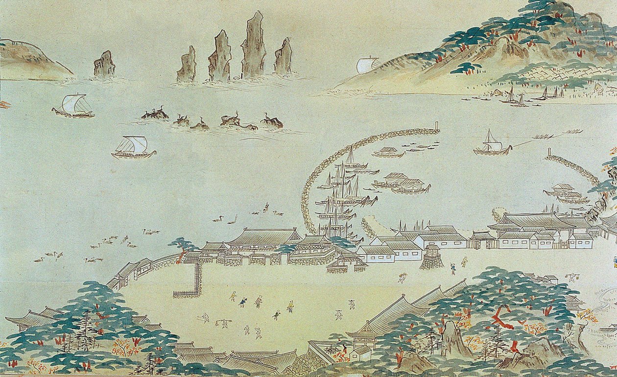 朝鲜时期釜山草梁外馆及其周边地区的地图......，19世纪。 作者 不明
