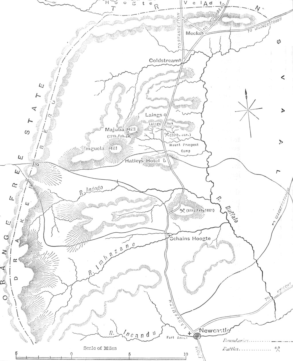 纽卡斯尔和德兰士瓦之间的国家地图，c1880 作者 不明