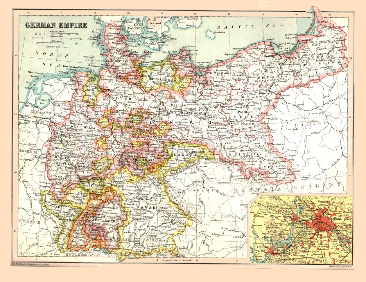 1902年德意志帝国地图。 作者 不明