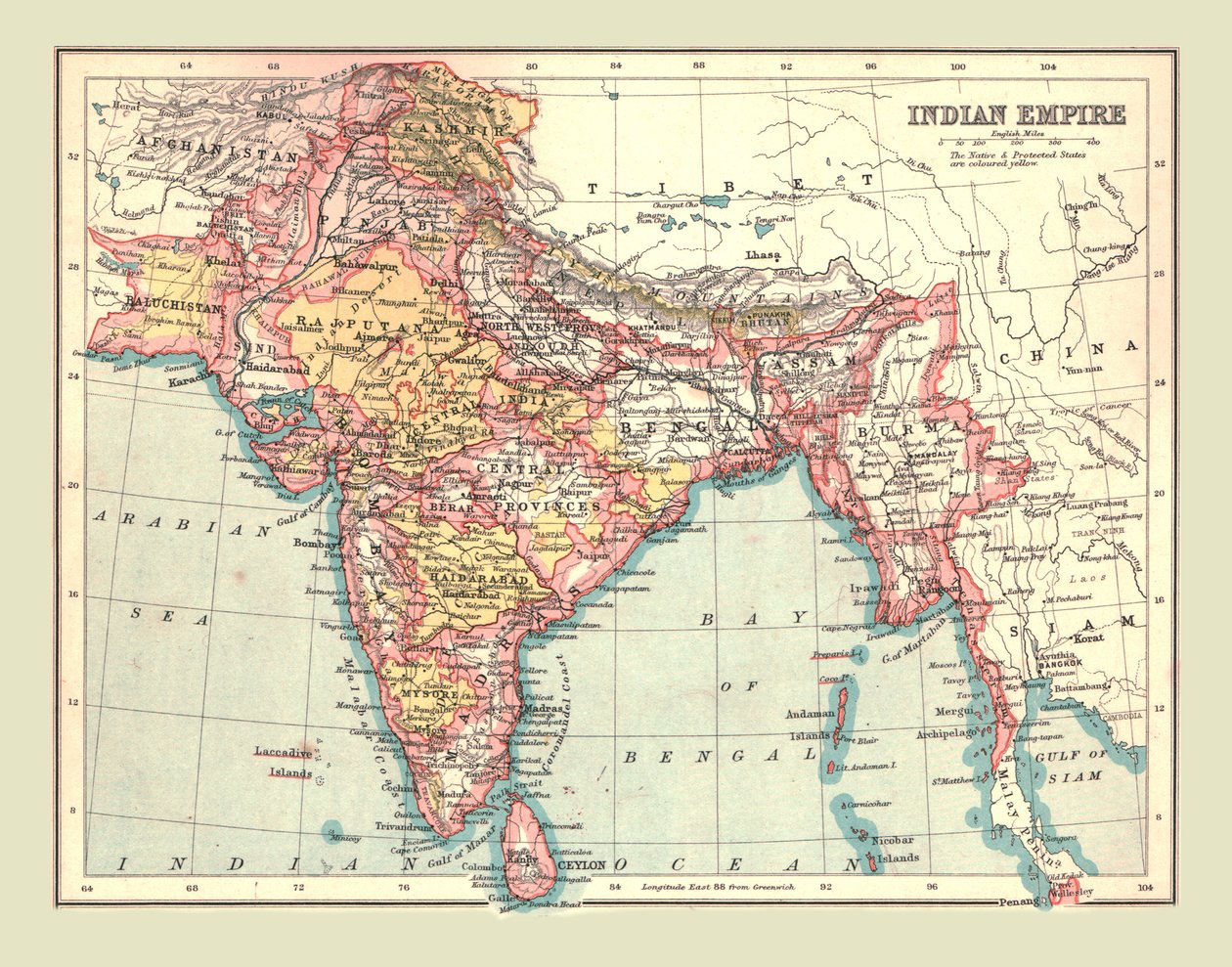 印度帝国地图，1902年。 作者 不明